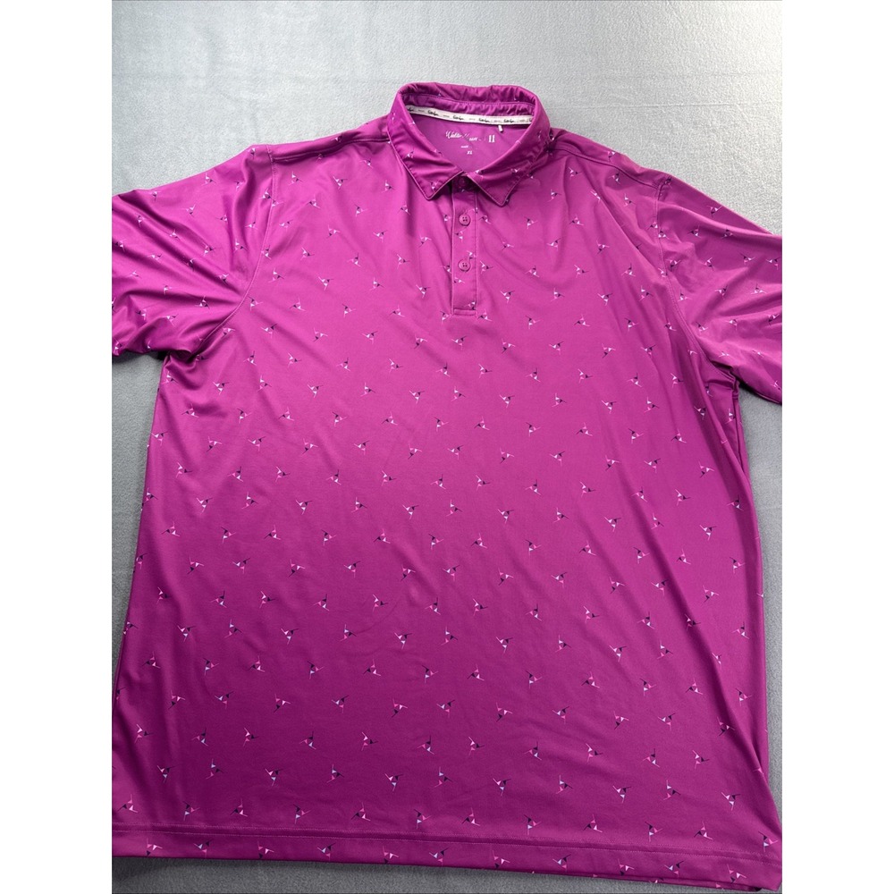 Walter Hagen 11 Golf Performance Polo Shirt Mens XL Novelty Flag Print Preppy